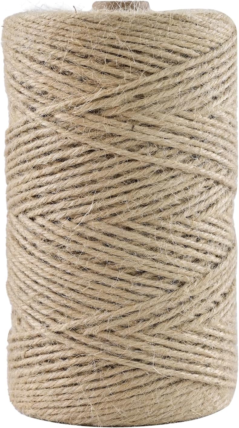 Natural Jute Twine 164 Feet Long String for Crafts Gift Wrapping Christmas Handmade Arts Decoration Packing String Home Decor （3mm * 164feet）