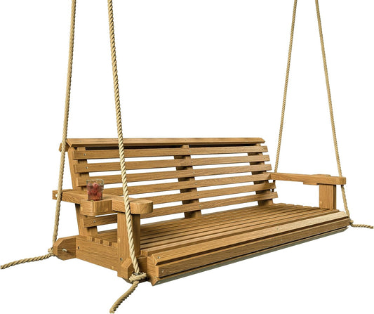 Porchgate Amish Heavy Duty 800 Lb Roll Comfort Treated Porch Swing W/Ropes (4 Foot, Birch)