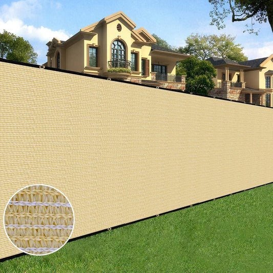 Sunnyglade 6 feet x 100 feet Privacy Screen Fence Heavy Duty Fencing Mesh Shade Net Cover for Wall Garden Yard Backyard (6 ft X 100 ft, Sand)