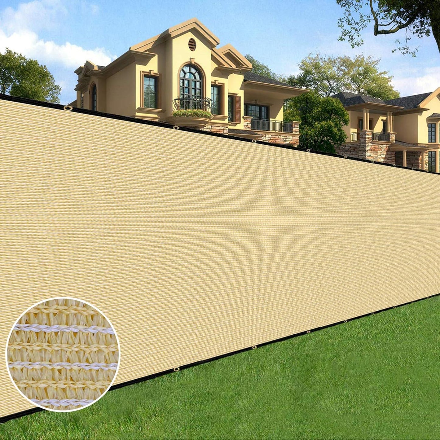 Sunnyglade 4 feet x 150 feet Privacy Screen Fence Heavy Duty Fencing Mesh Shade Net Cover for Wall Garden Yard Backyard (4 ft X 150 ft, Sand)
