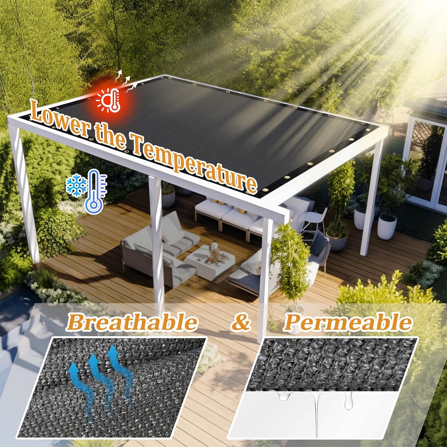 Shade&Beyond Customized Size 19' X 23' Shade Cloth with Grommets, 90% UV Protection UV Protection Mesh Tarp Sun Screens for Patio GN01, Dark Gray