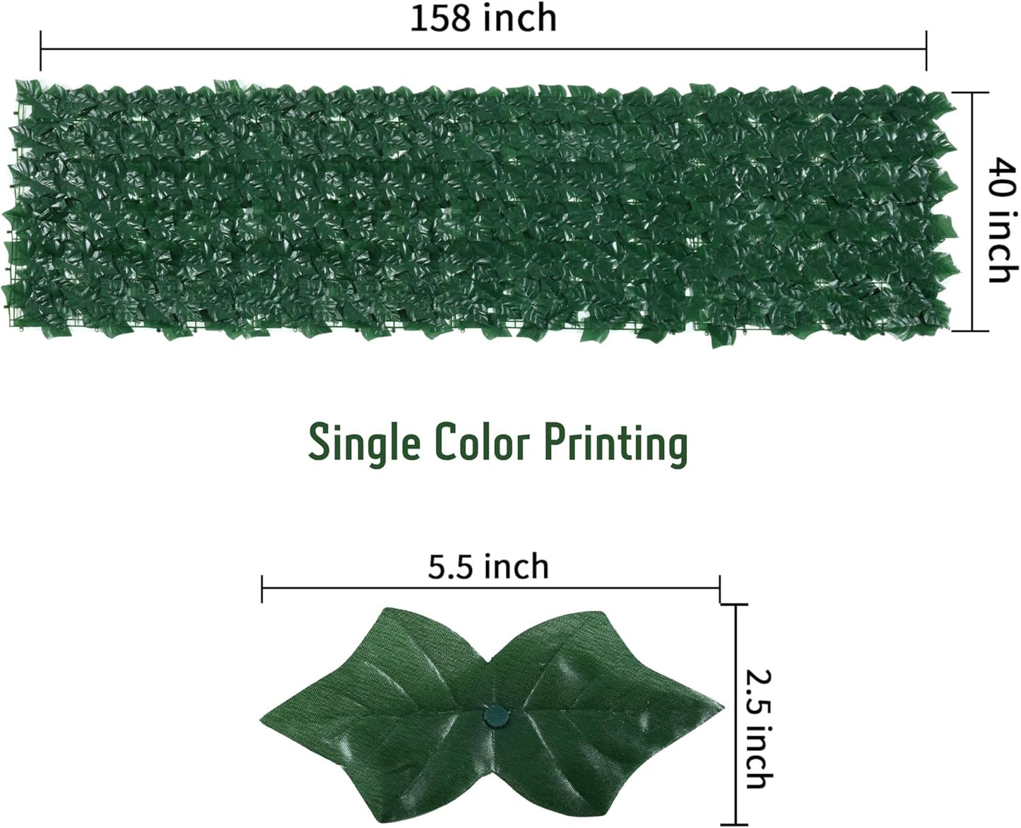 Jinwu Artificial Ivy Privacy Fence Screen, 39.4x157.5 Inch Artificial Faux Ivy Hedge, Expandable Faux Privacy Fence with 80 pcs Zip Ties Decoration for Wall Screen, Outdoor Garden, Wedding Decor