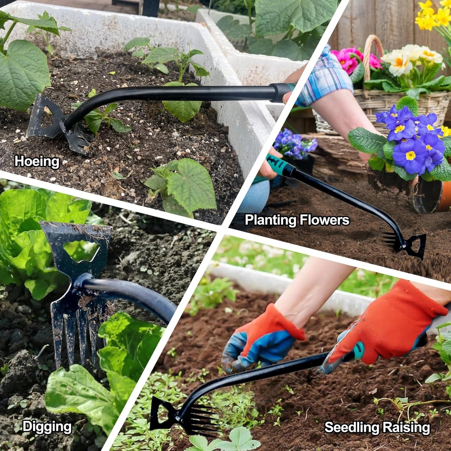 Weed Puller Tool-2Pcs Gardening Hand Weeder Tools, 2025 New Weeding Artifact Uprooting Weeding Tool, Manganese Steel Weed Removal TooL, 6 Teethes Dual Purpose Manual Weed Pulling Tool for Yard Gardenl