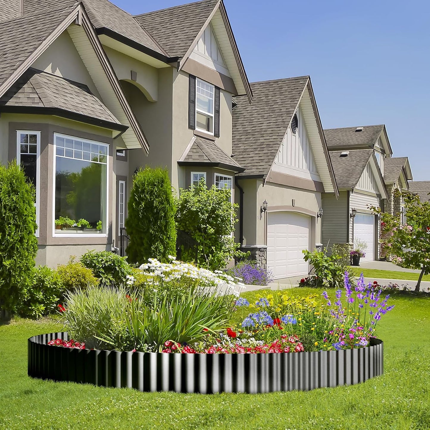 Land Guard Corrugated Garden Edging Border, 6" x 100' Landscape Paver Edging, Tall Landscape Edging, Fence for Garden, Flower Bed, Lawn and Landscape Edging (Glossy Black)