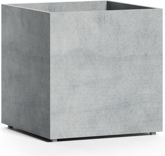 Reglito Cube Planter – Fiberglass Indoor/Outdoor and Weather-Resistant Large Planter (Concrete Stone, 27.6" L x 27.6" W x 28.1" H)