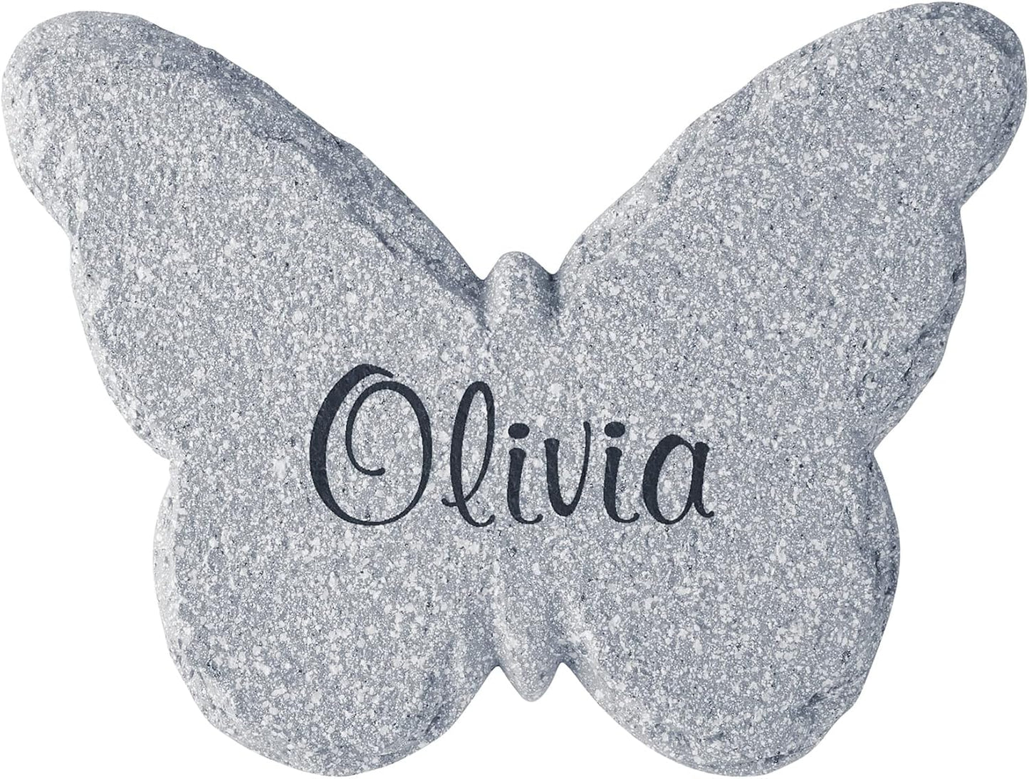 Let's Make Memories Personalized Garden Décor - Custom Garden Stone - Indoor/Outdoor - for Mom or Grandma - for Her - Engraved - Butterfly Cutout - Durable Resin - Large Round Stone
