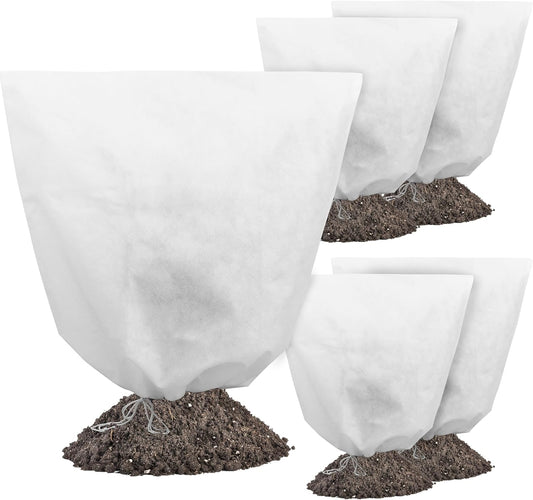 Gardzen 5-Pack Plant Covers Freeze Protection, Drawstring Tree Cover, Winter Freeze Plant Protection, Tree Jacket Frost Blanket for Outdoor Plants, 22.4" x 24"