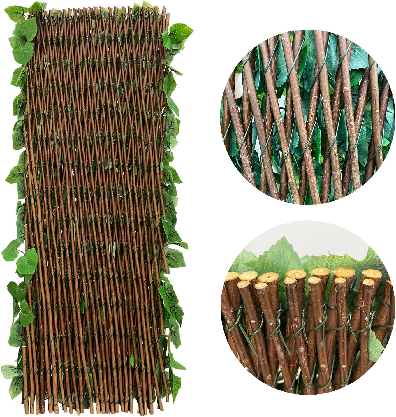Expandable Fence Privacy Screen for Balcony Patio Outdoor,Decorative Faux Ivy Fencing Panel,Artificial Hedges (Single Sided Leaves)…2