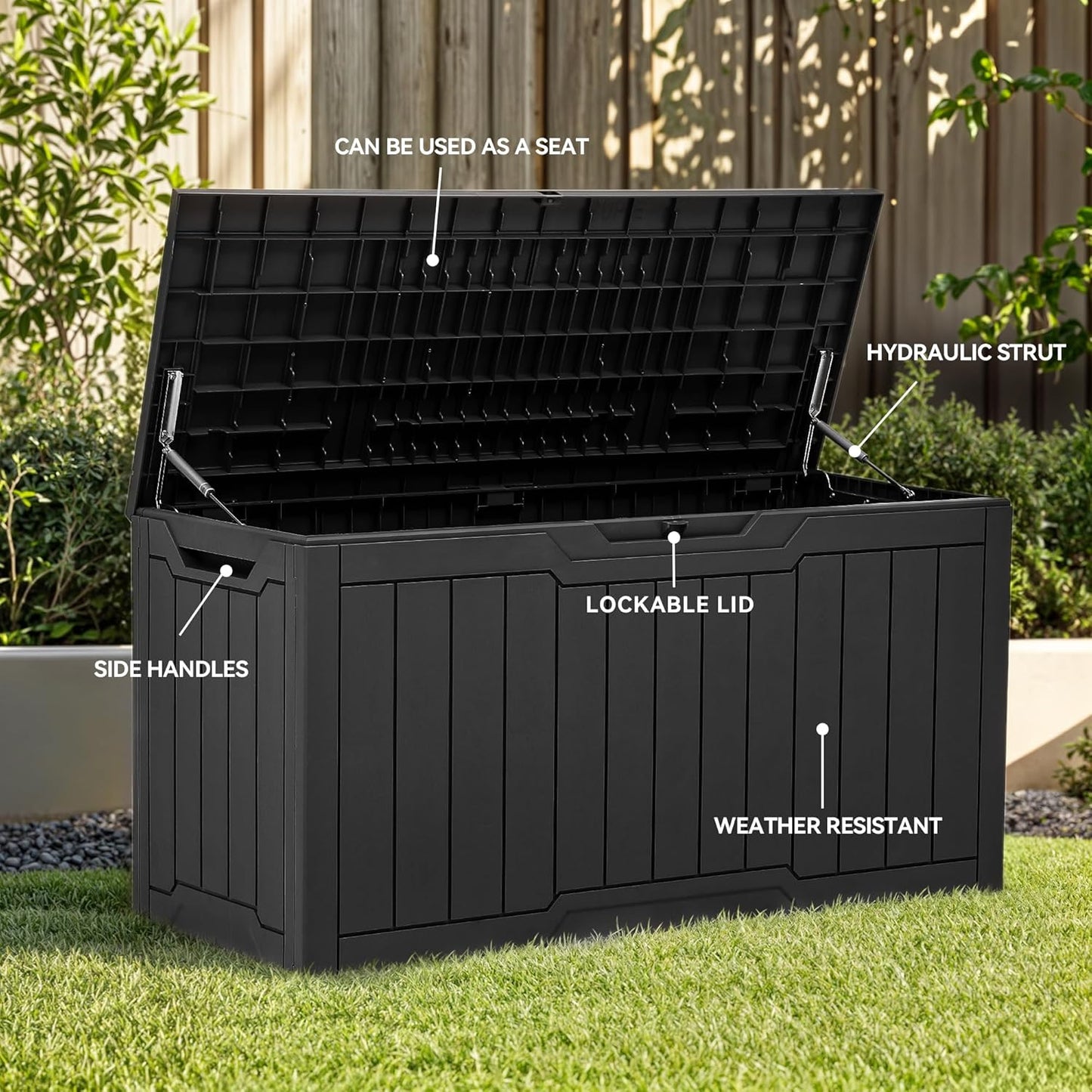 YITAHOME 80 Gallon Resin Deck Box, Outdoor Lockable Storage Box for Patio Furniture, Waterproof Patio Deck Box for Cushions, Pool Supplies, Sports Equipment and Garden Tools, Black
