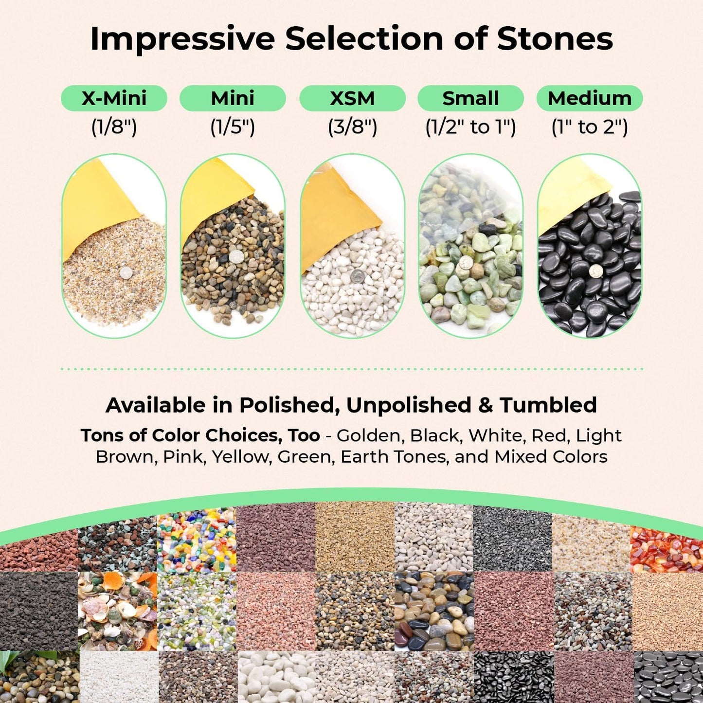 Black Rocks for Plants. Black Decorative Polished Pebbles. 1/5 Inch – 5 lbs. for Plants, Garden, Landscaping, Vase fillers, Succulents, pots (Mini (0.2 Inch), Black -Polished, 5)