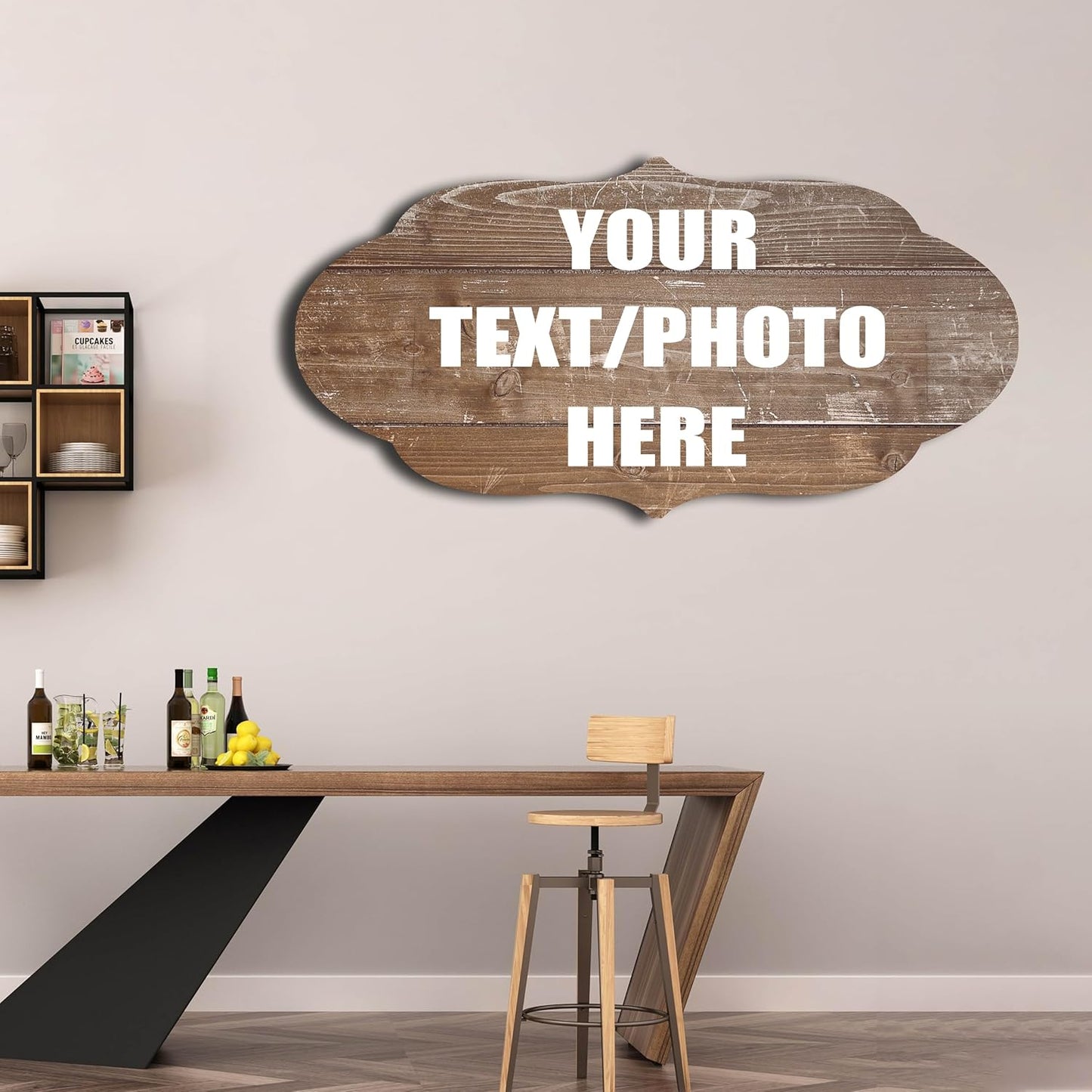 Custom Personalized Wood Text Signs, 3 Sizes, 30 Fonts, 9 Wood Colors, Custom Patterns - Blank Shaped Wood Signs, Farmhouse Decorative Wood Signs, Home, Kitchen, Rustic Wall Decor.