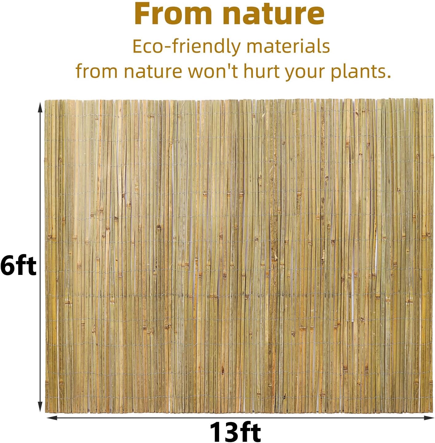 Natural Bamboo Slat Screening,6FT x 13FT Bamboo Fence Panel for Garden Privacy Fence Screen for Indoor or Outdoor (1.8m x 4m Approx)