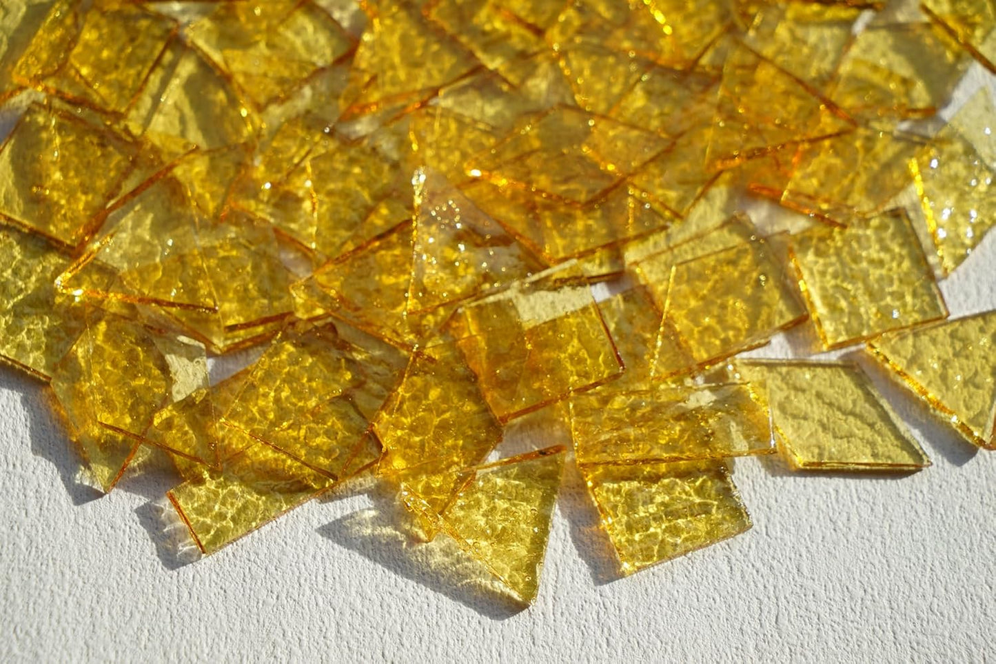 Large Transparent Textured Glass Mosaic Tiles for DIY Glass Crafts, 200g Stained Glass Pieces Supplies for Mosaic Art, Cathedral Mosaic Glass Tiles for DIY Mosaic Art and Crafts, Gold Haze