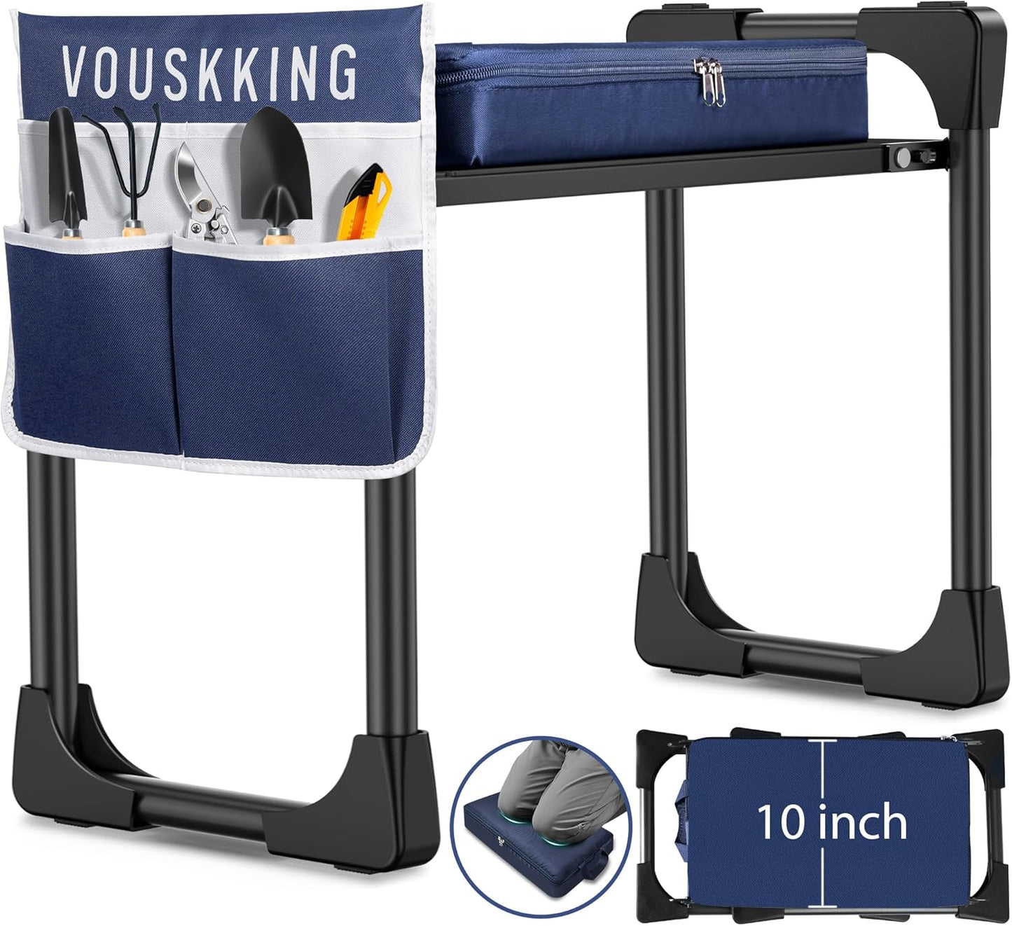 Foldable Garden Kneeler and Seat, Patented Thicker Wider Softer Kneeling Pad with Magnetic Stripe, 350lbs Heavy Duty Durable Garden Stool with Tool Bag, Gardening Gift for Women and Men