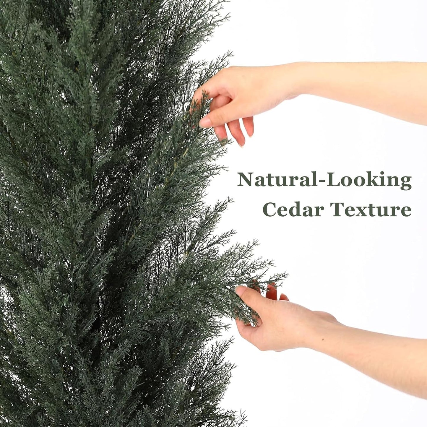 THE BLOOM TIMES 6ft Tall Topiary Trees Artificial Outdoor – UV Resistant Faux Cedar Pine Cypress Bushes and Shrubs, Fake Potted Plants for Front Porch Outside Planter Patio Decor, Set of 2 (6 Foot)