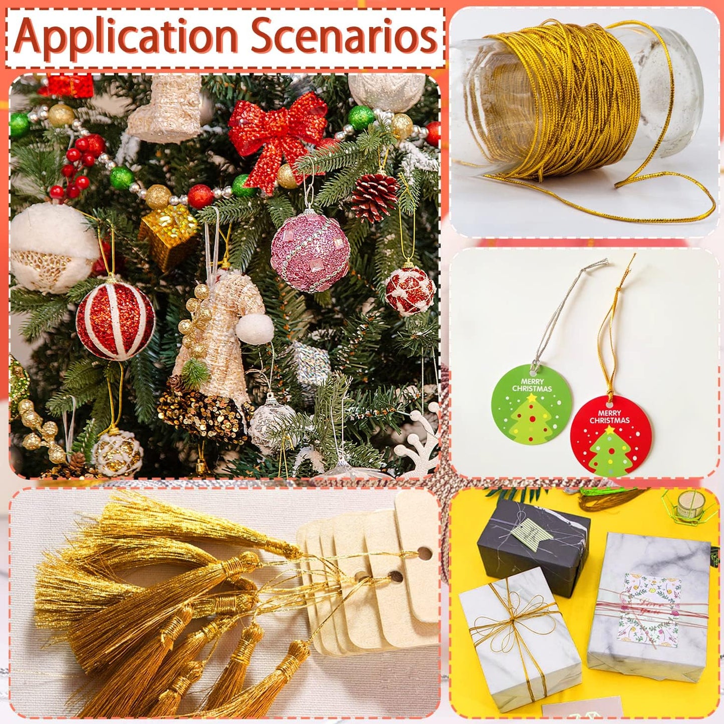 Anvin Metallic Bakers Twine - 328 Yards, Pack of 3 (Gold, Silver, Rose Gold) for Arts & Crafts, DIY Tags & Ornaments