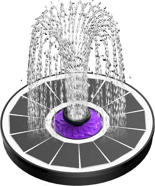 SZMP Solar Fountain 3.5W Bird Bath Fountains with Flower Upgraded Glass Panel, Solar Powered Water Fountain with 7 Nozzle & 4 Fixer, Solar Fountain Pump for Bird Bath, Garden, Pond, Pool (White)