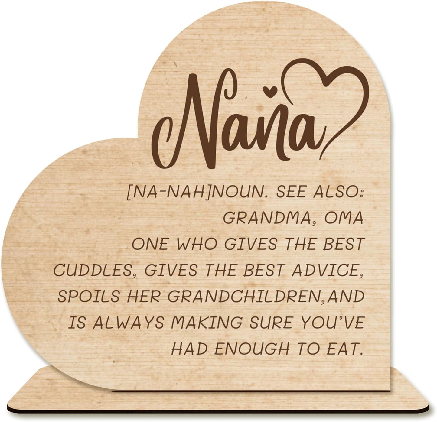 Nana Wooden Heart Plaque – “You Are The Piece That Holds Us Together” Funny Definition Sign Gift for Grandma, Oma, Rustic Desktop Decor, Mother’s Day or Birthday Present.(054)