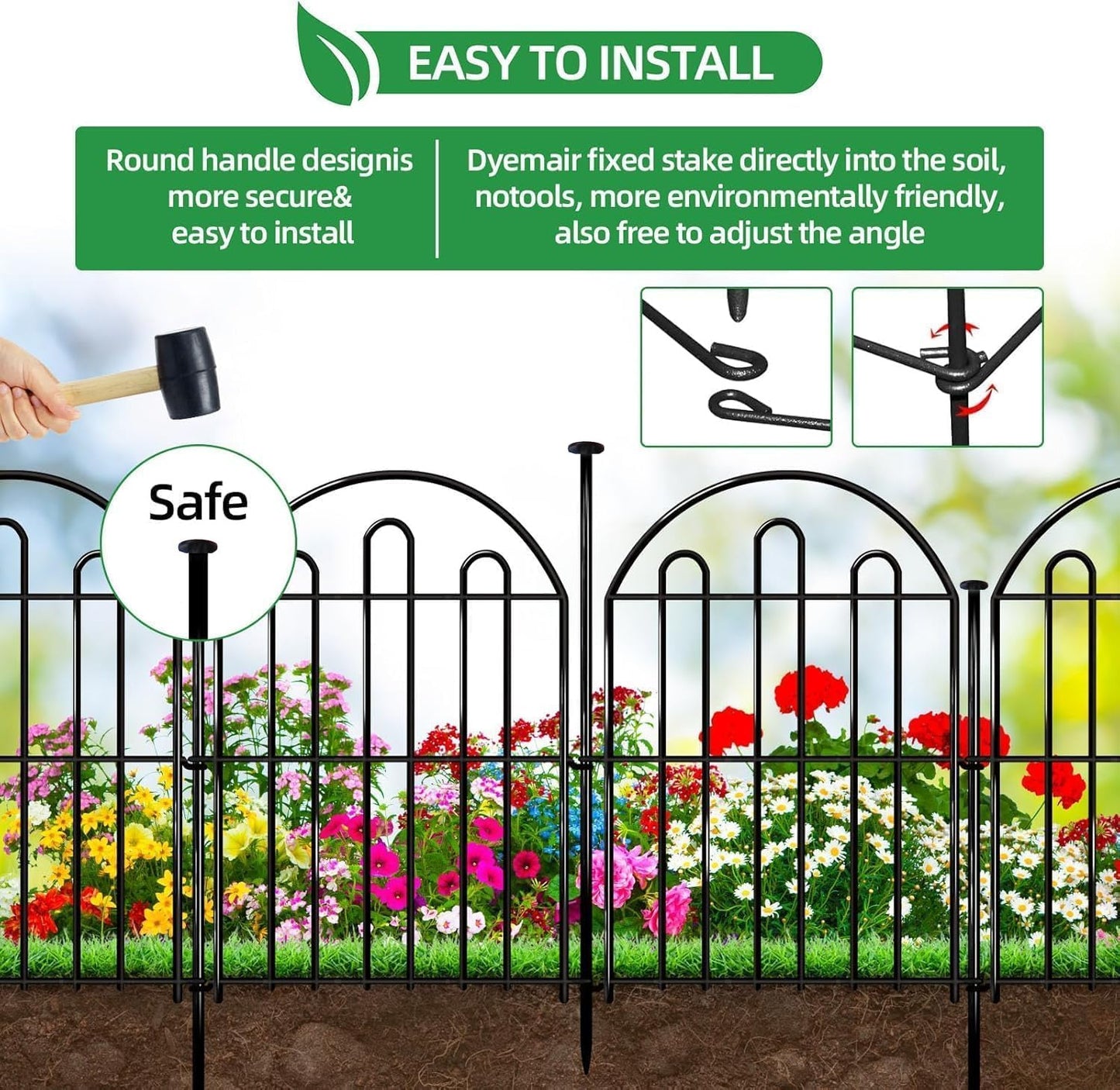 26 Pack Decorative Garden Fence, 17in x 28ft Arched No Dig Animal Barrier Fence for Dog Rabbit, Garden Edging Border, Rustproof Metal Ground Stake Border for Outdoor Yard Patio Decor