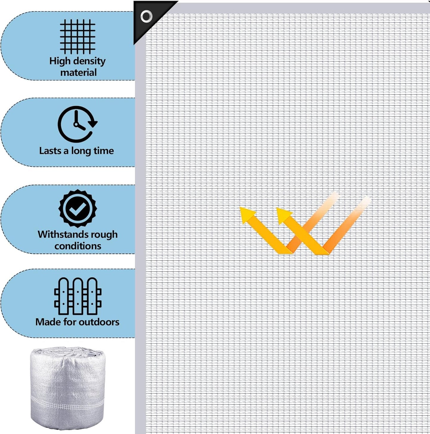 99% Aluminet Shade Cloth Reflective Tarp 10 x 20 ft Aluminium Cloth Porch Privacy Screen with Grommets for Car Garden Pergola Patio Sun Shade Kennel Cover Durable Mesh Canopy Cover Easy Setup