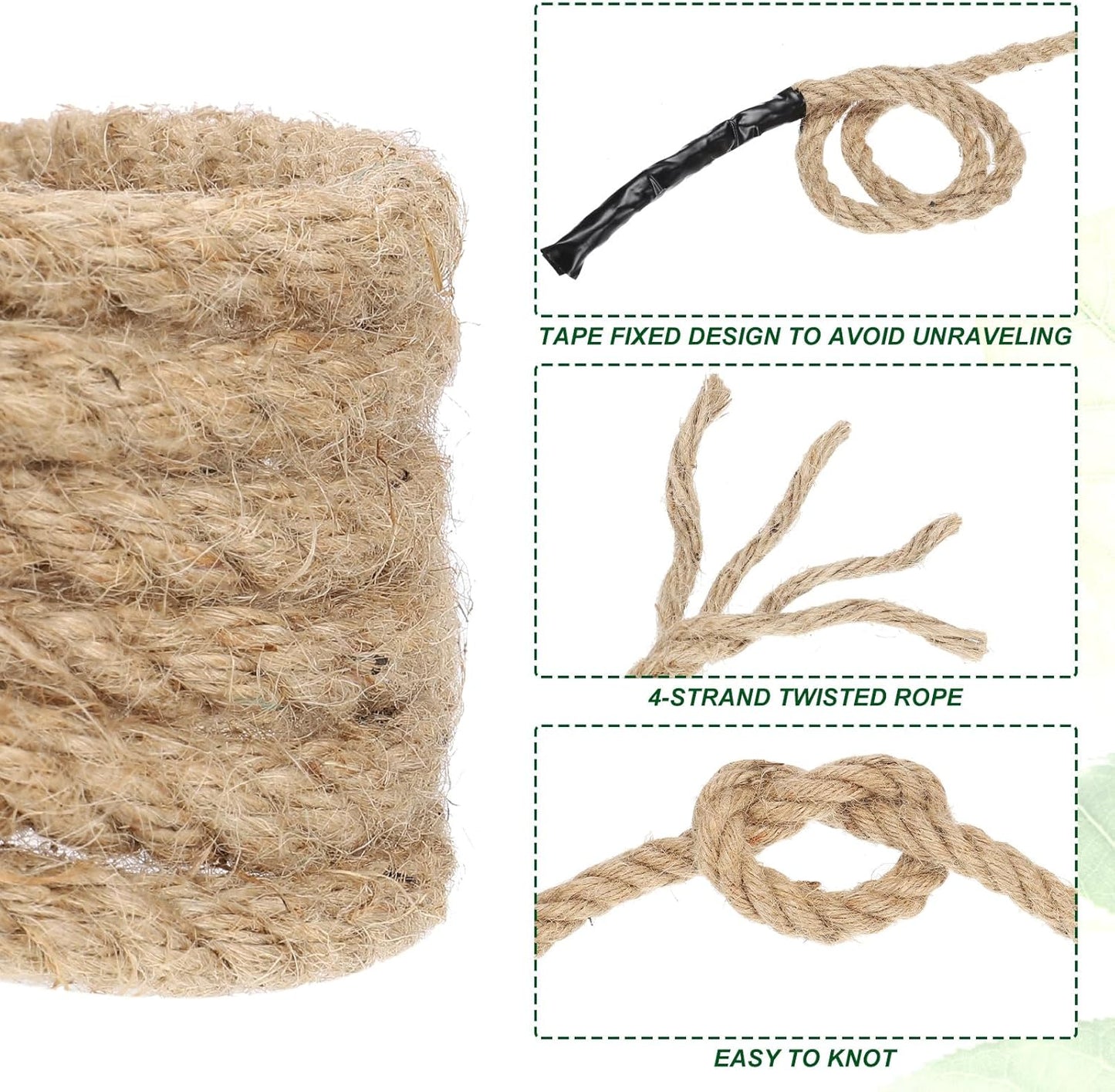 PATIKIL 1/2" x 165 ft Twisted Manila Rope Jute Ropes Natural Thick Jute Twine Burlap for Docks Railings Bundling Craft Tug of War Decorating