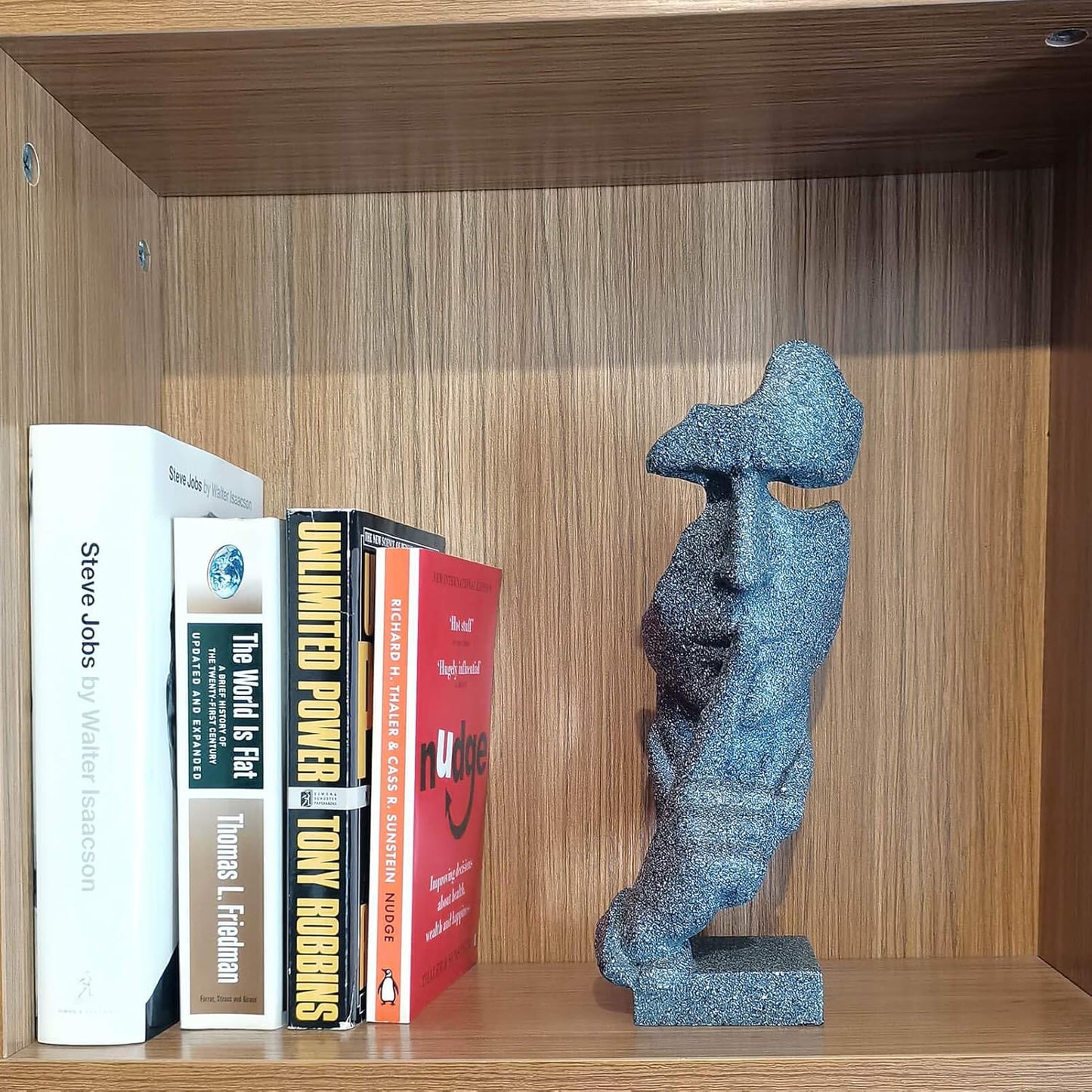 Thinker Statue Keep-Silence Office Décor - Silence is Gold Abstract Sculpture Keep Silent Men Figurine Creative Face Sculpture(Stone)