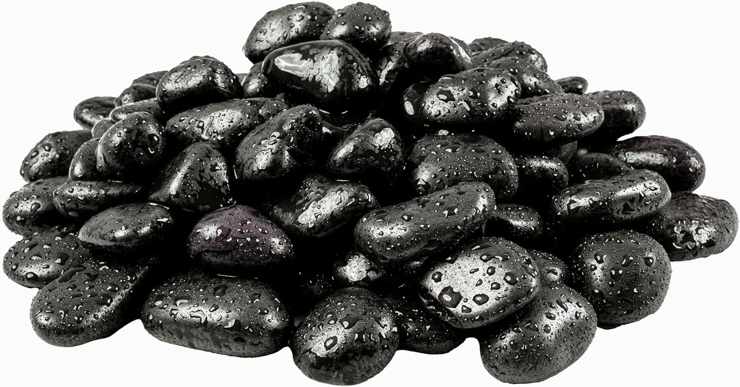 MSI Decorative Polished Black Pebbles, 0.8 inch - 1.2 inch, 40 lb. Bag