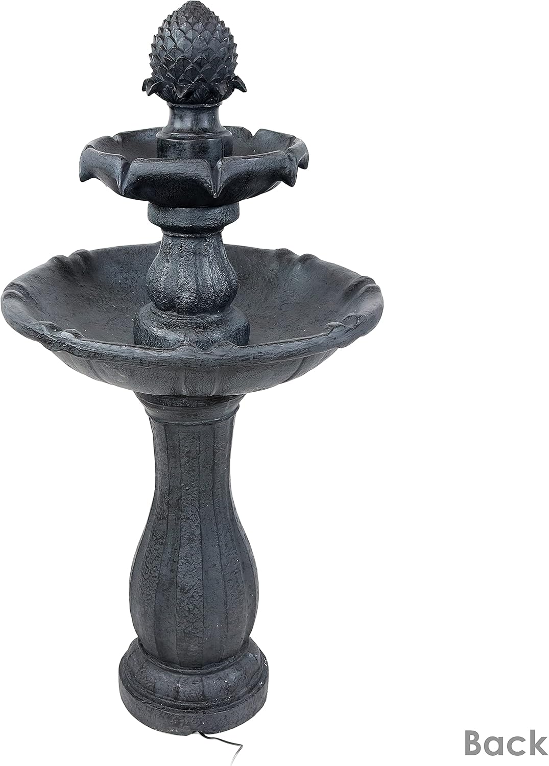 Sunnydaze Pineapple 46-Inch 2-Tier Outdoor Solar Fountain - Decorative Water Fountain with Pump for Garden, Patio, Yard or Balcony - Black