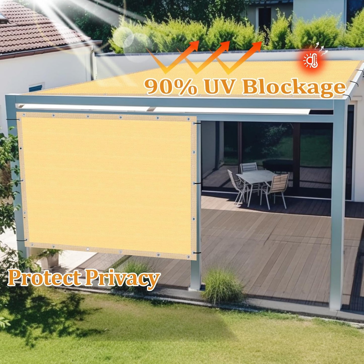 Shade&Beyond Customized Size 16' X 17' Shade Cloth with Grommets, 90% UV Protection UV Protection Mesh Tarp Sun Screens for Patio GN01, Sand