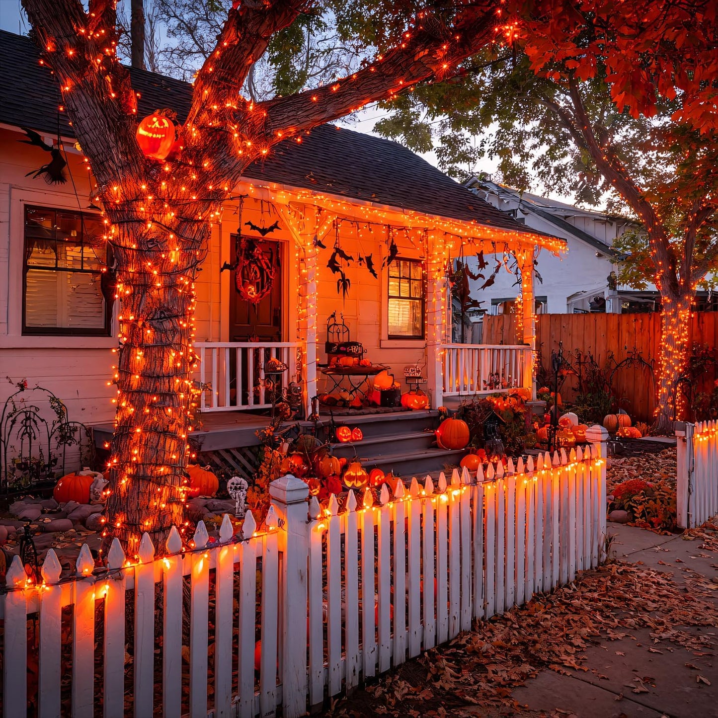 JMEXSUSS 2 Pack Halloween Solar Lights Outdoor, Total 400 LED 151FT Orange Solar Lights Outdoor Waterproof, 8 Modes Christmas String Light for Outside Tree Patio Yard Garden Halloween Decorations