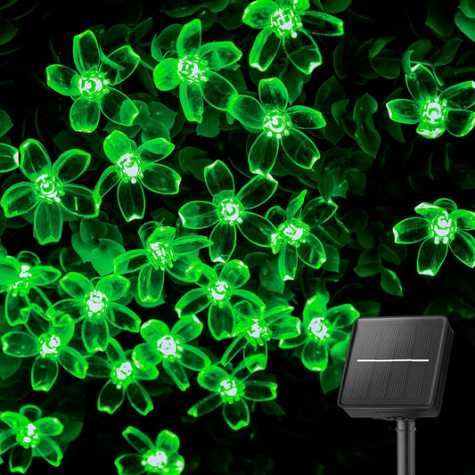 Brightown 60 LED Flower Solar Lights String Outdoor Waterproof Fairy Lights for Garden Yard Fence Patio Christmas Tree Wedding Party Decor, Green
