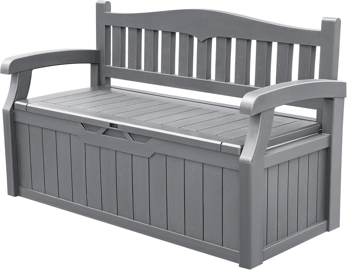 Devoko 80 Gallon Storage Bench Deck Box Lockable for Patio Furniture, Garden Decor and Outdoor Seating for Cushions, Garden Tools and Pool Supplies (Grey)