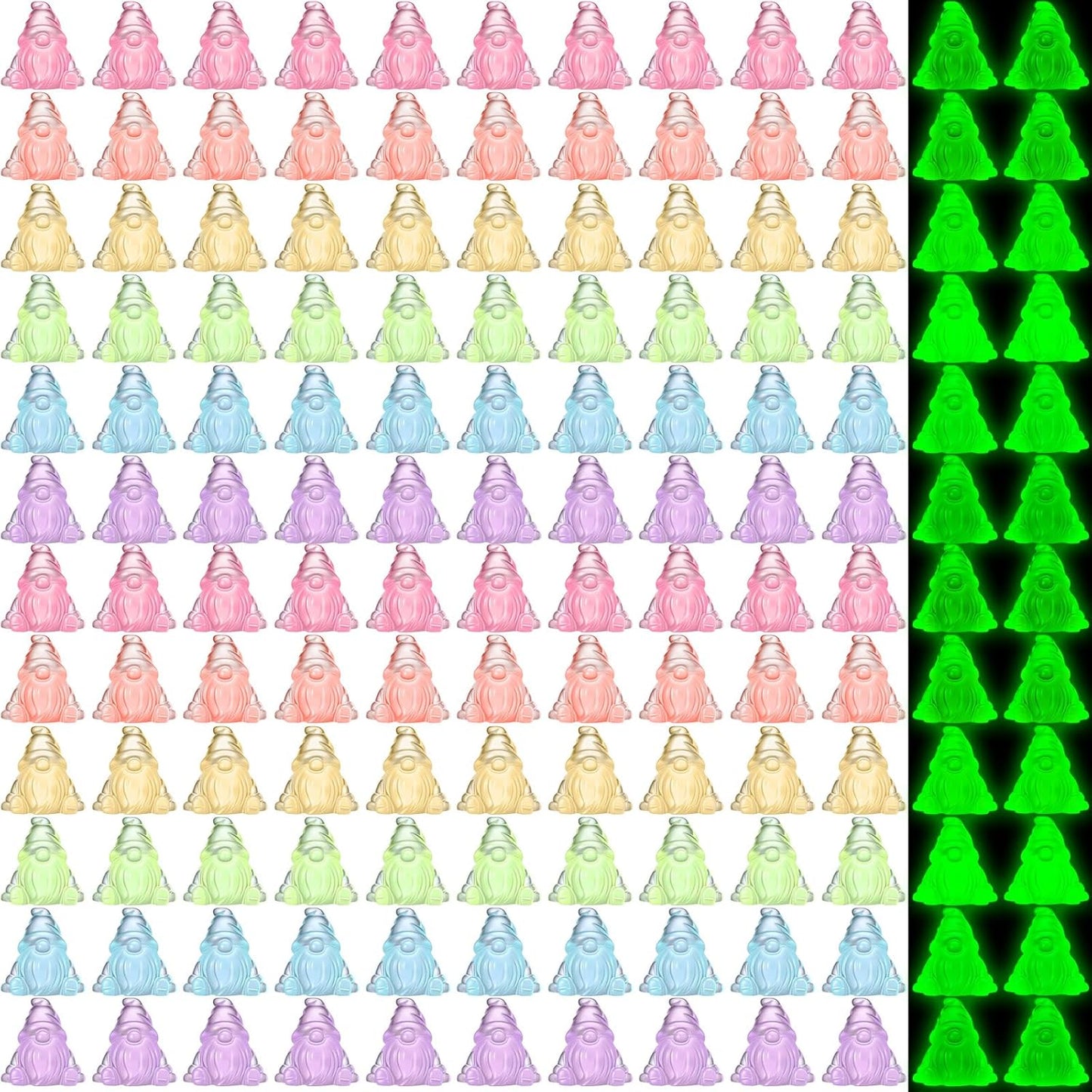 60 Pcs Mini Resin Luminous Gnomes Bulk Tiny Fairy Resin Statues Glow in The Dark Small Gnomes Miniature Figurines for Landscape Outdoor Patio Yard Lawn Plant Pots Fairy Decor (Vivid)