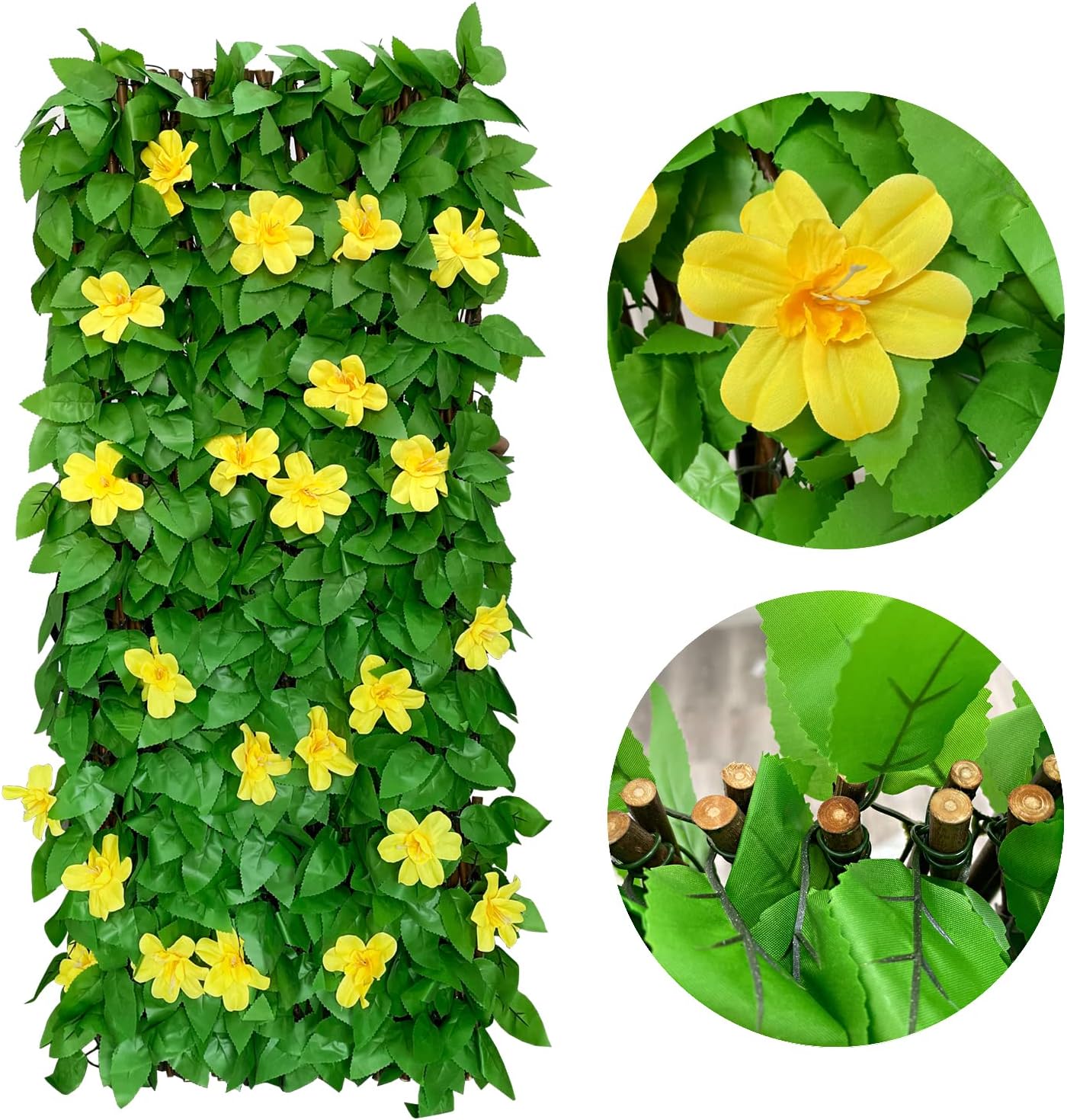 Expandable Fence Privacy Screen for Balcony Patio Outdoor,Decorative Faux Ivy Fencing Panel,Artificial Hedges (Single Sided Leaves)