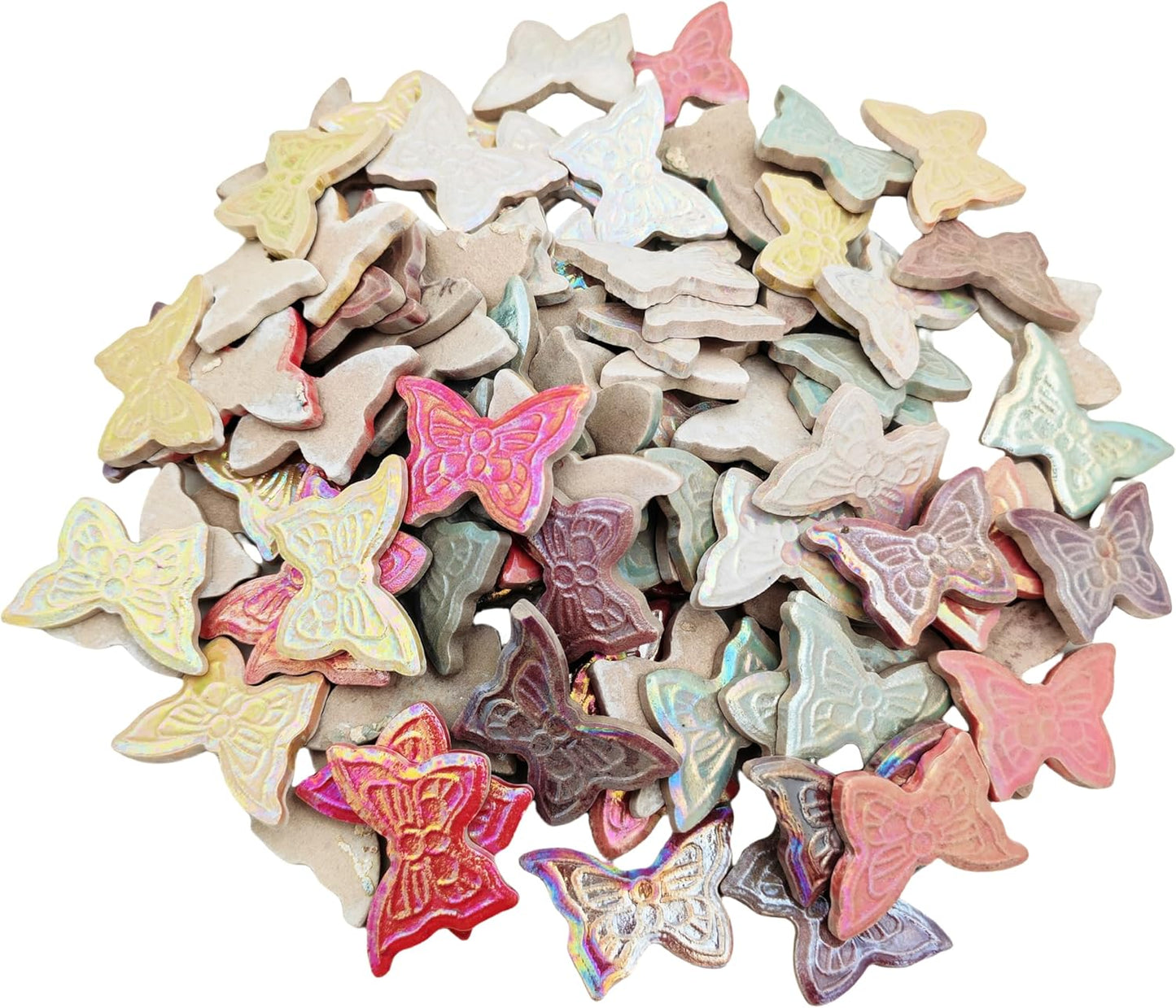 500g/1.1lb Random Color Irregular Ceramics Mosaic Tiles,DIY Making Creative Ceramic Mosaic Tiles for DIY Craft Plates Flowerpots Vases Cups Mosaic Making Supplies (Mix Butterflies)
