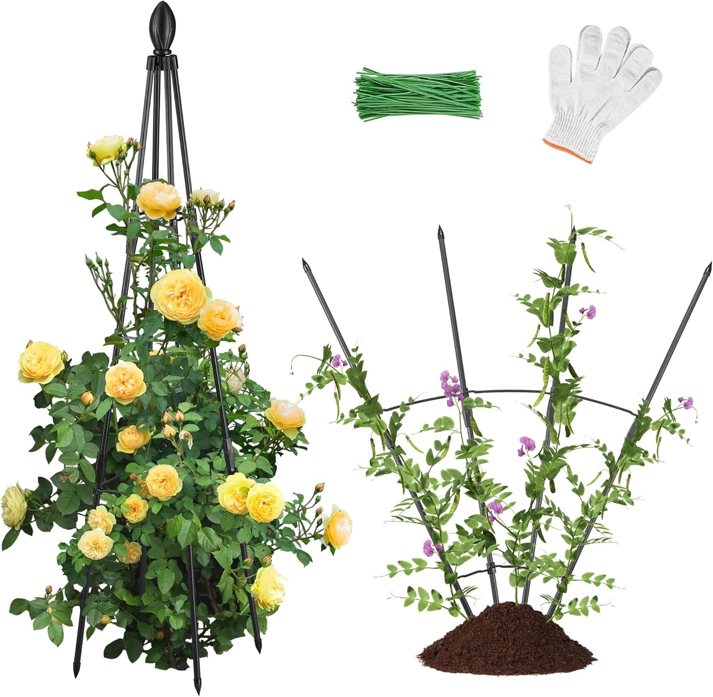 2 Pack Garden Trellis for Climbing Plants, Garden Trellis Rustproof Plastic Coated Metal Plant Support for Vegetables, Vines and Rose Bushes