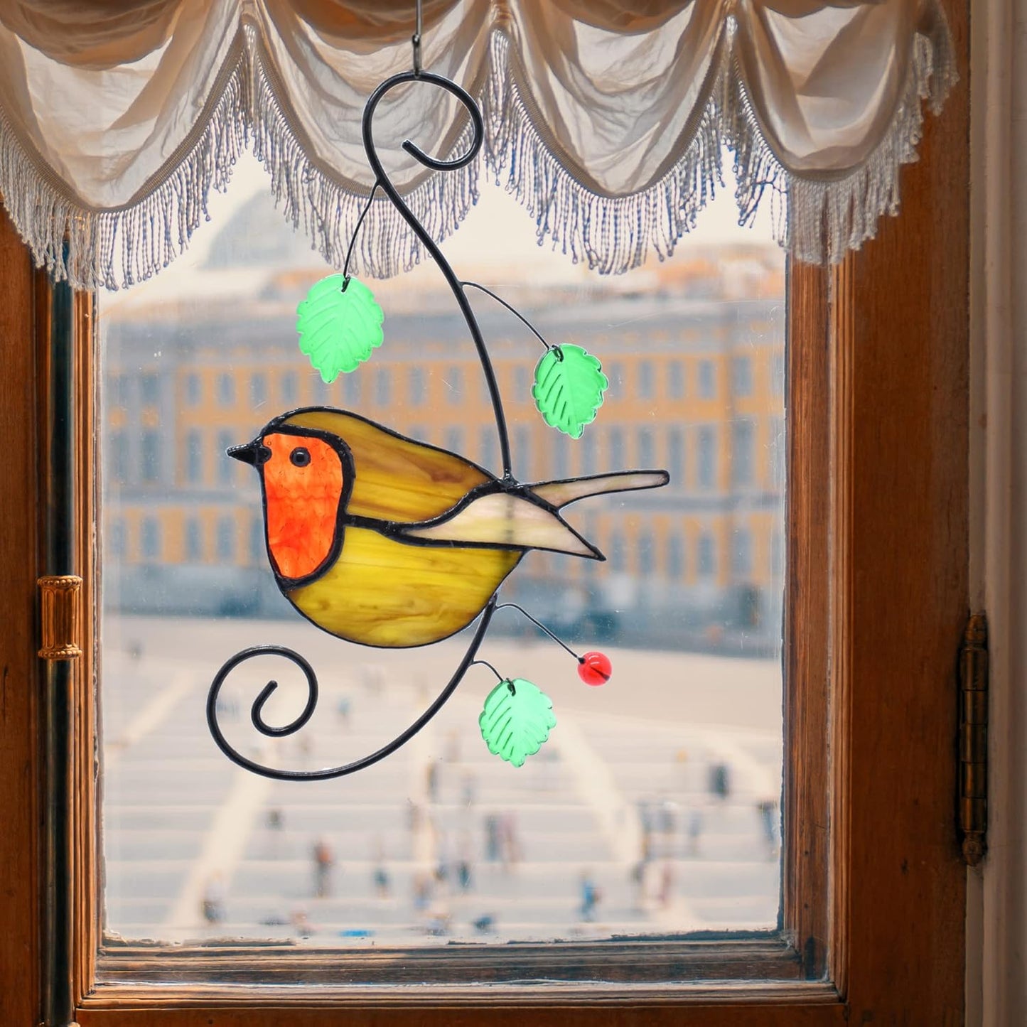 Lolitarcrafts Robin Stained Glass Suncatchers Bird Stained Glass Window Hangings Unique Gift for Your Family