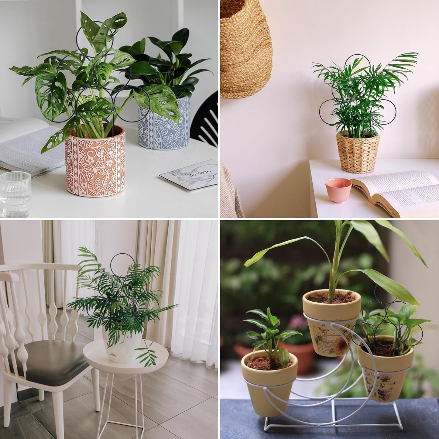 15.7 Inch Plant Trellis Indoor for Potted Plants 2 Pack Indoor Houseplant Trellis for Climbing Plants Stackable for Vine Ivy Support(15.7inch Black)