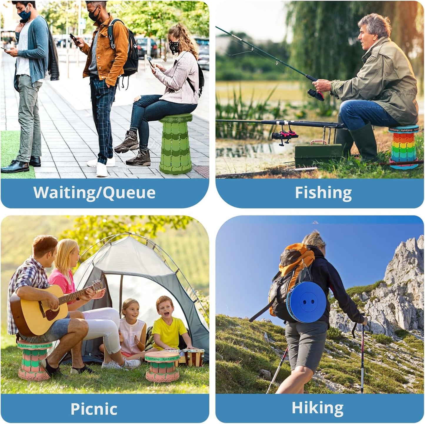 Upgraded Thickened Collapsible Stool, Portable Folding Stool Chair Lightweight But Sturdy Foldable Camping Stool, Retractable Telescopic Seat for Picnics Fishing Hiking BBQ (2, Yellow)