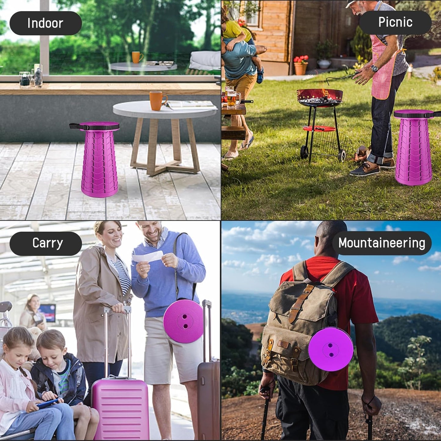 Portable & Lightweight Foldable Camping Chair for Adults, Heavy Duty Folding Stool with Adjustable Shoulder Strap, Perfect for Picnic, Beach, Backyard, and Sporting Events, Max Weight 400lbs