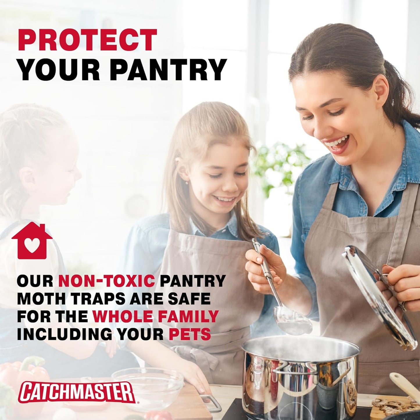 Catchmaster Pantry Pest & Moth Traps 6-Pk, Bug Killer for Kitchen Storage & Pantry Cabinet, Sticky Moth Traps for House, Protect Pet Food, Kitchen Cabinets Storage, Pet Safe Glue Trap