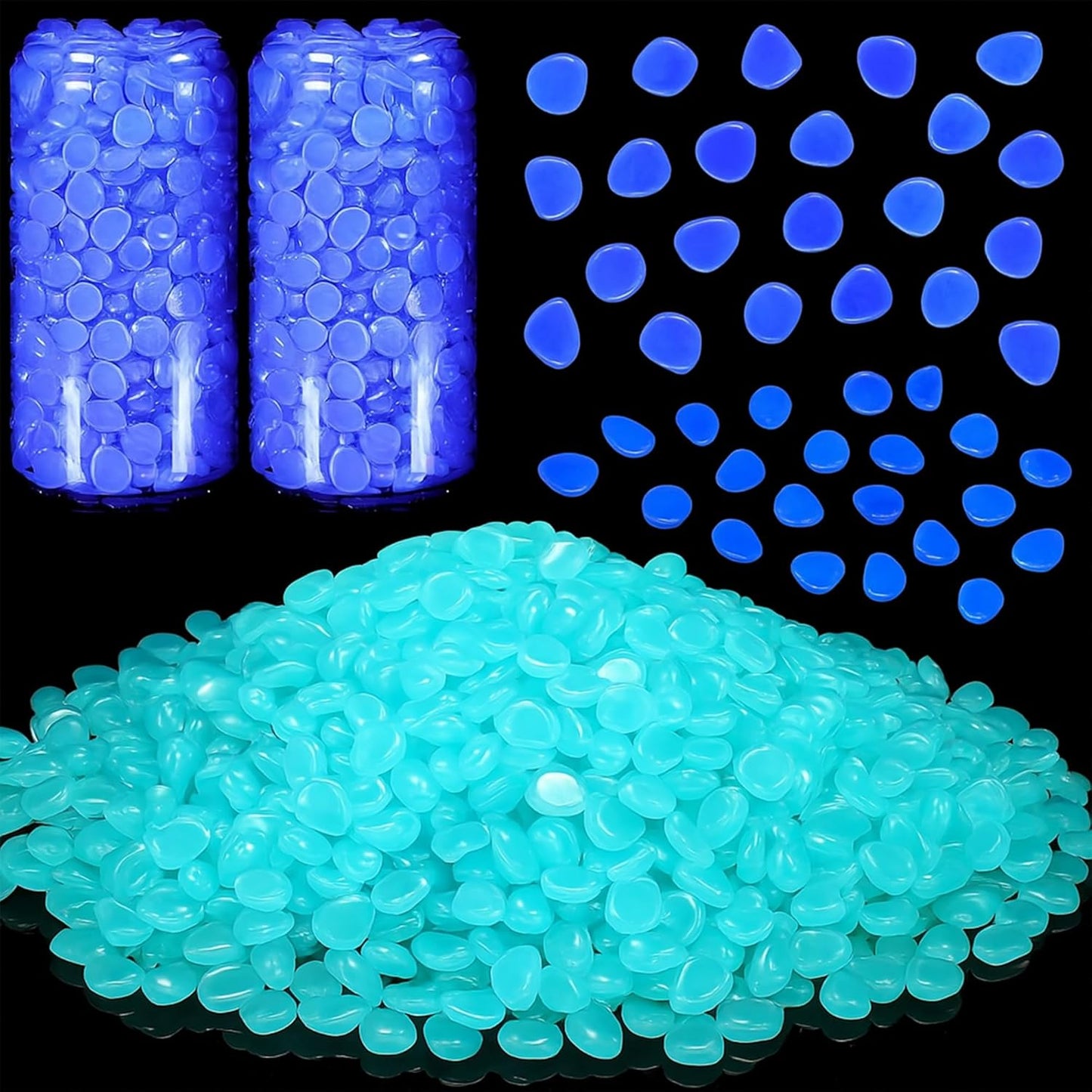 12000 PCS Glow in The Dark Rocks – Plastic Resin Glow Rocks for Landscaping, Garden Pebbles & Stones for Aquarium and Outdoor Decor(Blue)