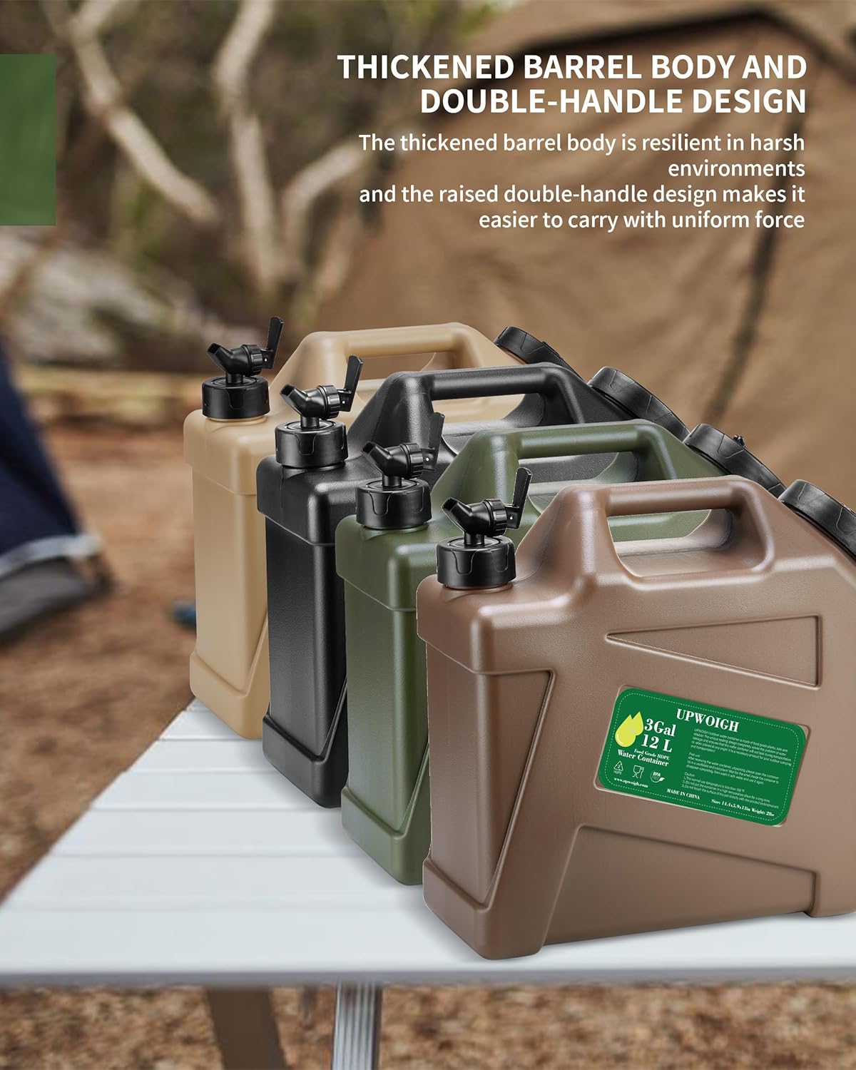 3.5 Gallon Water Jug(14.5x13.3x6in), Overlanding Gear Water Containers Spigot, Camping Essential Truly Leak-Proof Press Faucet Black Water Tank,BPA Free Portable Water Storage for Outdoors Hiking RV