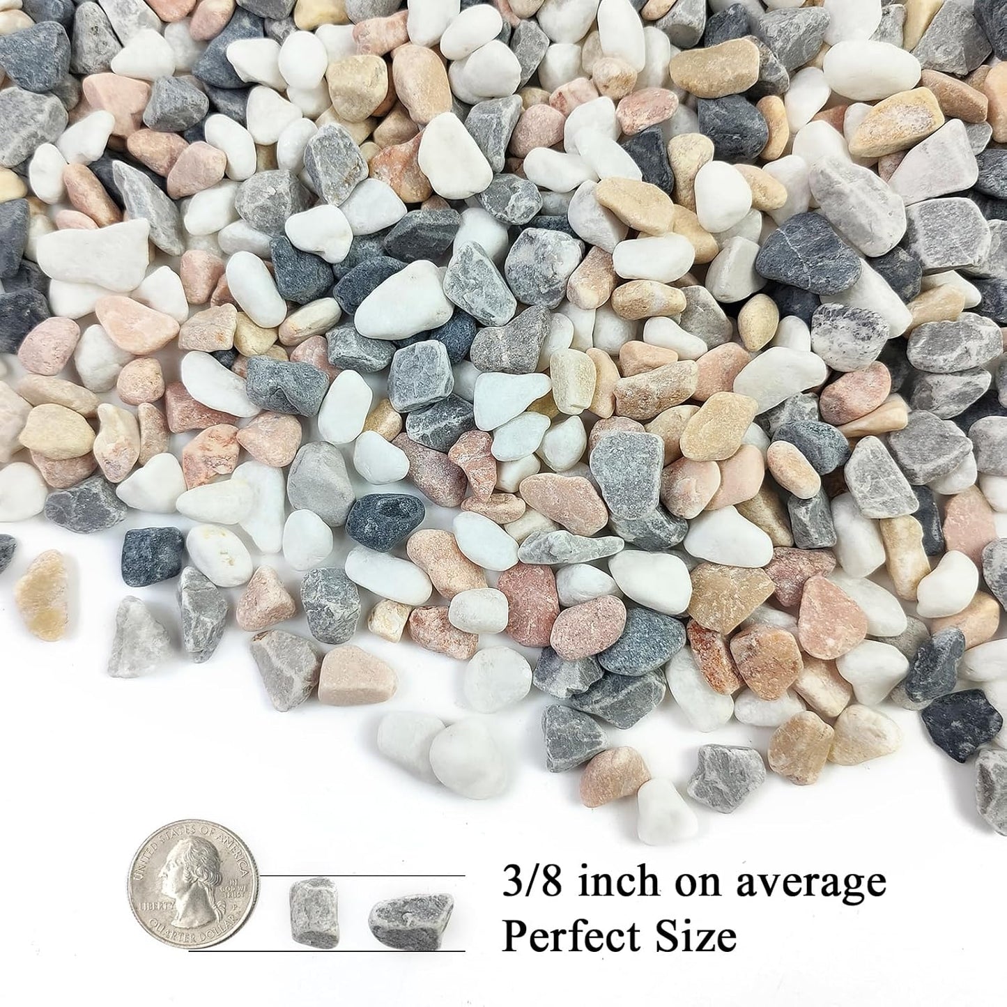 2 lbs Succulent and Cactus Pebbles Gravel, 3/8 Inch Mixed Color Decorative River Rocks for Plants Indoor, Vases, Terrarium, Potted Top Dressing and Outdoor Decorative Stones