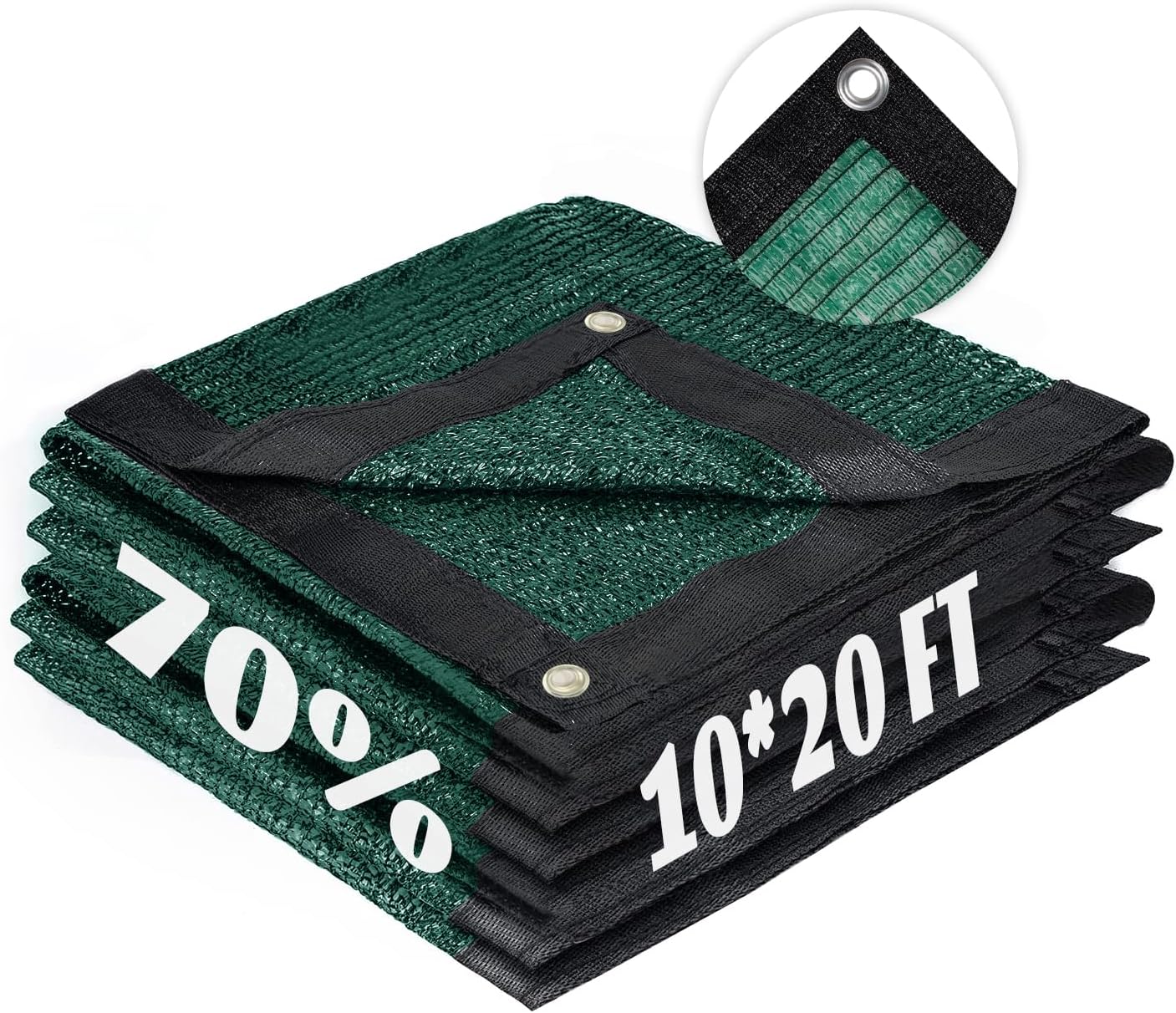 Cool Area 70% Sun Shade Cloth Mesh Tarp with Grommets for Plant Cover 10x20ft Patio Canopy Garden Pergola Greenhouse Car Barn Kennel Green