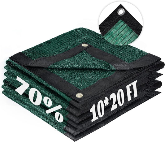 Cool Area 70% Sun Shade Cloth Mesh Tarp with Grommets for Plant Cover 10x20ft Patio Canopy Garden Pergola Greenhouse Car Barn Kennel Green