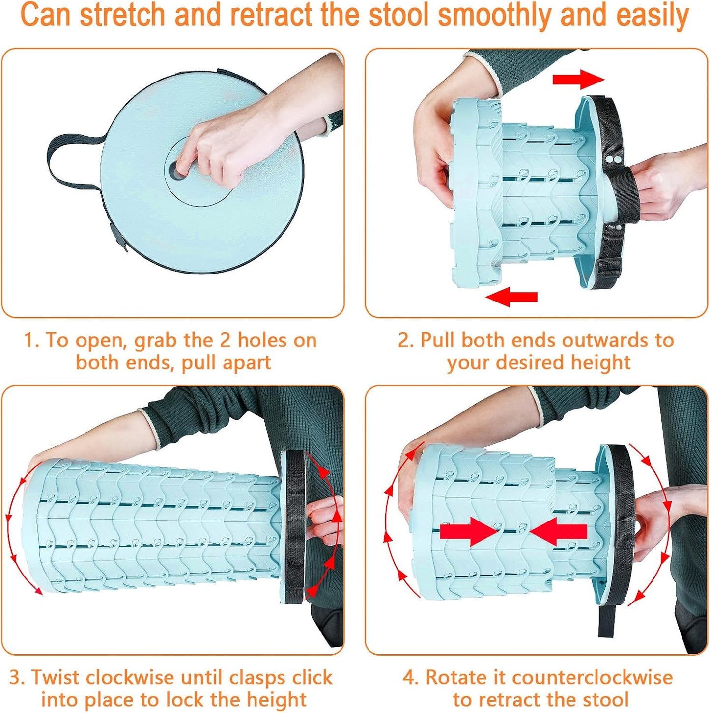 Boreeman Upgraded Folding Stool Lightweight Yet More Sturdy with Load Capacity 400lbs Portable Collapsible Stool for Camping Fishing Hiking BBQ (Ice Cream)
