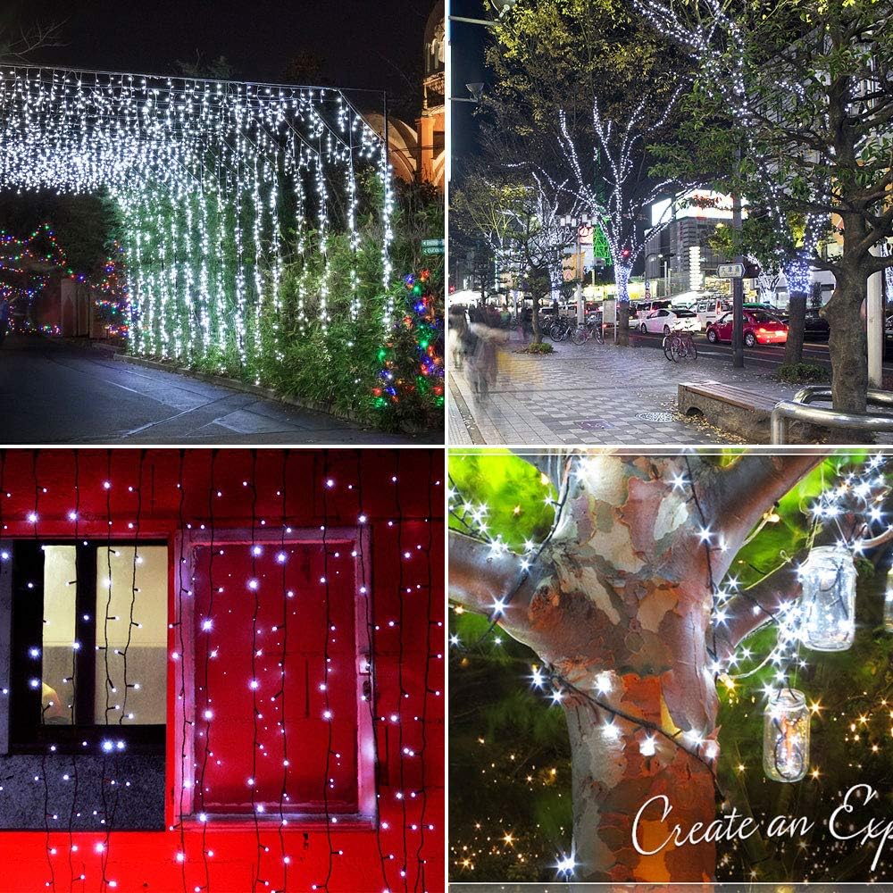 Solar String Lights Outdoor, 200LED 72Ft 8 Modes Outside Lights Solar Christmas Lights Waterproof Starry Fairy Lights Ambiance Lighting for Patio Garden Wedding Party Christmas Decor (White)