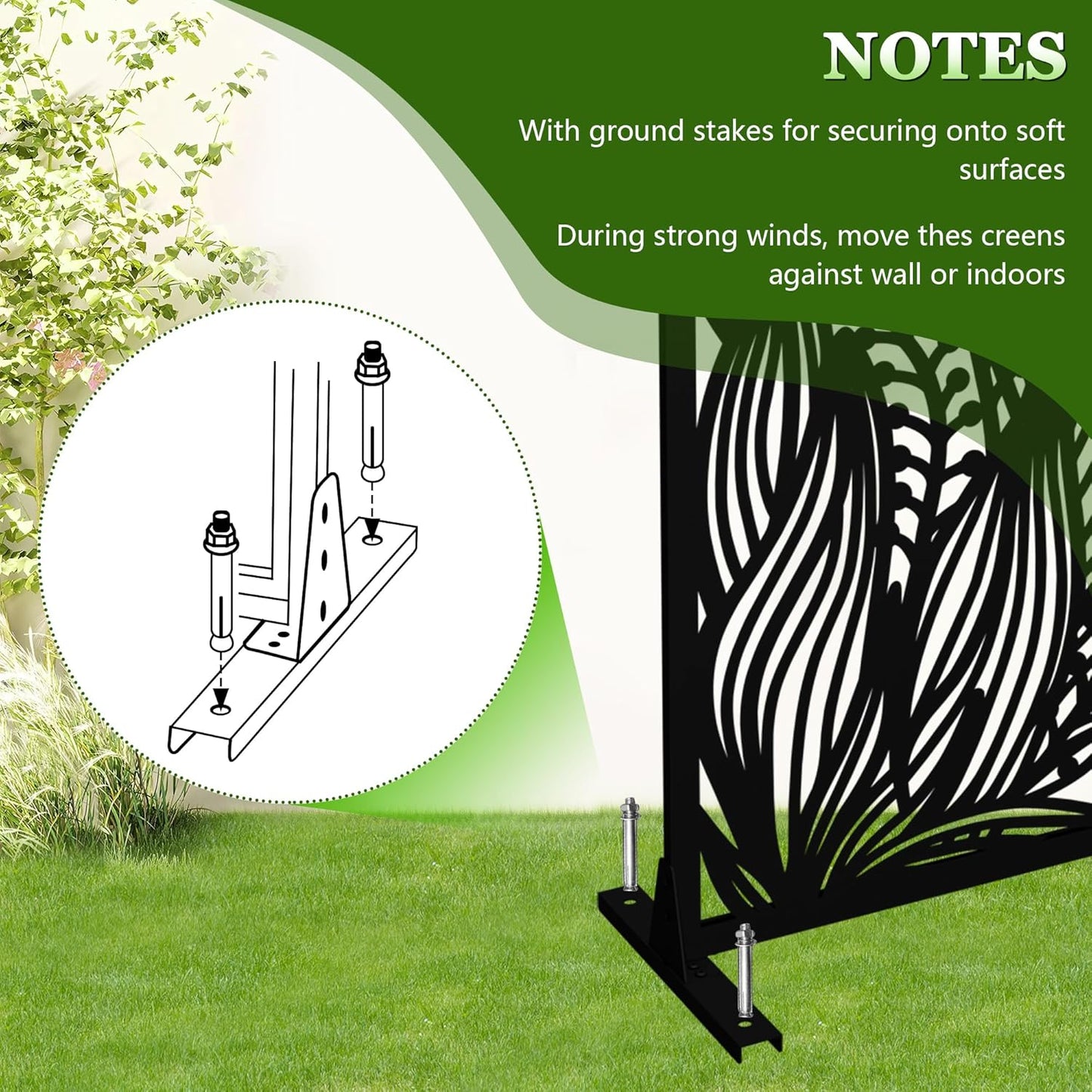 2 Pack Metal Privacy Screens 72" H Outdoor Privacy Screens Panels Outdoor and Indoor Leaf Pattern Divider for Balcony Patio Garden Room Divider(Black,2 Pack