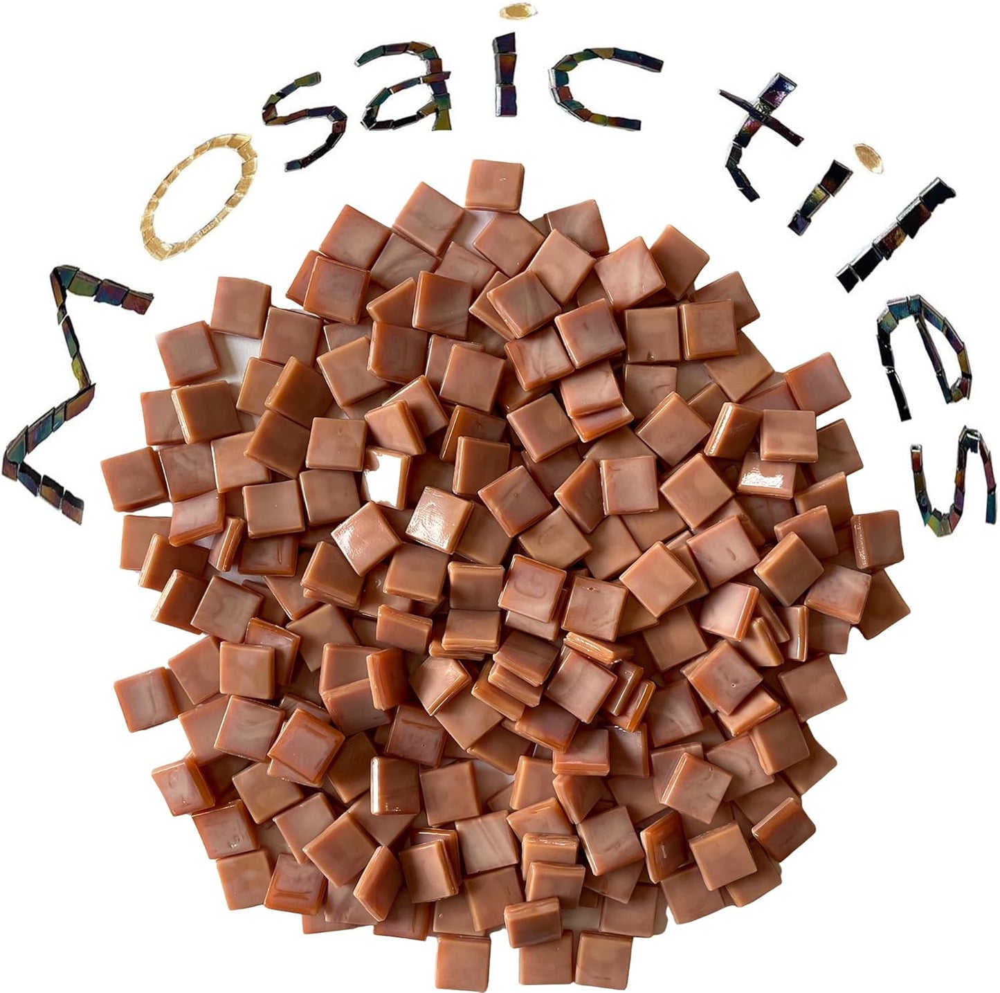 SMEIINIK 1.1lb Bulk Single Iridescent Color Mosaic Tiles for Crafts, Glass Mosaic Pieces for Mosaic Puzzles, Stained Glass Tiles for Mosaic DIY, Mosaic Making Supplies(AJ85+6-24)